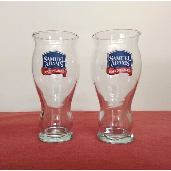 2 SAM ADAMS BOSTON LAGER Perfect Pint Sensory Beer Glasses & 6 Vintage Coasters - Picture 1 of 16